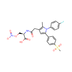 Cc1c(CC(=O)N[C@H](CO[N+](=O)[O-])C(=O)O)cc(-c2ccc(S(C)(=O)=O)cc2)n1-c1ccc(F)cc1 ZINC000103232495