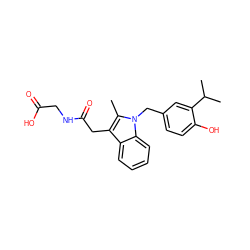 Cc1c(CC(=O)NCC(=O)O)c2ccccc2n1Cc1ccc(O)c(C(C)C)c1 ZINC000103239851