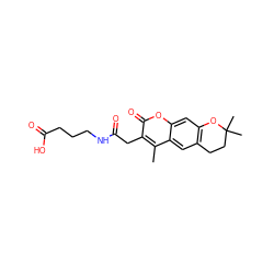 Cc1c(CC(=O)NCCCC(=O)O)c(=O)oc2cc3c(cc12)CCC(C)(C)O3 ZINC000006624405