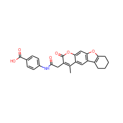 Cc1c(CC(=O)Nc2ccc(C(=O)O)cc2)c(=O)oc2cc3oc4c(c3cc12)CCCC4 ZINC000095581089