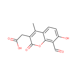 Cc1c(CC(=O)O)c(=O)oc2c(C=O)c(O)ccc12 ZINC000221066361