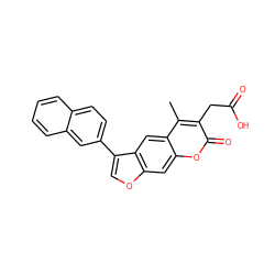 Cc1c(CC(=O)O)c(=O)oc2cc3occ(-c4ccc5ccccc5c4)c3cc12 ZINC000002230678