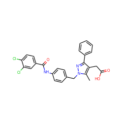 Cc1c(CC(=O)O)c(-c2ccccc2)nn1Cc1ccc(NC(=O)c2ccc(Cl)c(Cl)c2)cc1 ZINC000141924940