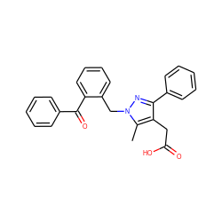 Cc1c(CC(=O)O)c(-c2ccccc2)nn1Cc1ccccc1C(=O)c1ccccc1 ZINC000096270535