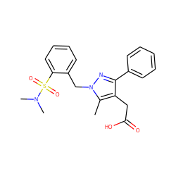 Cc1c(CC(=O)O)c(-c2ccccc2)nn1Cc1ccccc1S(=O)(=O)N(C)C ZINC000096270528