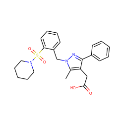 Cc1c(CC(=O)O)c(-c2ccccc2)nn1Cc1ccccc1S(=O)(=O)N1CCCCC1 ZINC000096270530