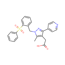 Cc1c(CC(=O)O)c(-c2ccncc2)nn1Cc1ccccc1S(=O)(=O)c1ccccc1 ZINC000096270508