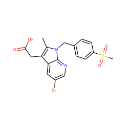 Cc1c(CC(=O)O)c2cc(Br)cnc2n1Cc1ccc(S(C)(=O)=O)cc1 ZINC001772601120