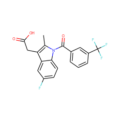 Cc1c(CC(=O)O)c2cc(F)ccc2n1C(=O)c1cccc(C(F)(F)F)c1 ZINC000095583627