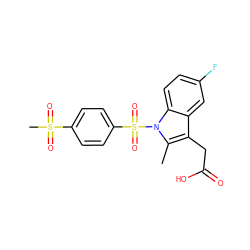 Cc1c(CC(=O)O)c2cc(F)ccc2n1S(=O)(=O)c1ccc(S(C)(=O)=O)cc1 ZINC000013673911