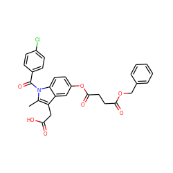 Cc1c(CC(=O)O)c2cc(OC(=O)CCC(=O)OCc3ccccc3)ccc2n1C(=O)c1ccc(Cl)cc1 ZINC000029465420