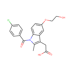 Cc1c(CC(=O)O)c2cc(OCCO)ccc2n1C(=O)c1ccc(Cl)cc1 ZINC000013862791