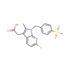 Cc1c(CC(=O)O)c2ccc(Cl)nc2n1Cc1ccc(S(C)(=O)=O)cc1 ZINC000038268055