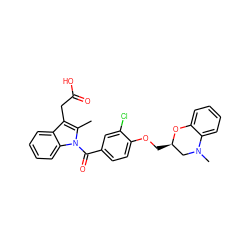 Cc1c(CC(=O)O)c2ccccc2n1C(=O)c1ccc(OC[C@@H]2CN(C)c3ccccc3O2)c(Cl)c1 ZINC000072110812