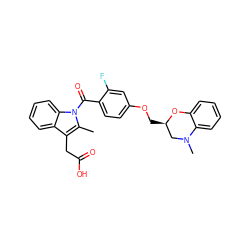 Cc1c(CC(=O)O)c2ccccc2n1C(=O)c1ccc(OC[C@@H]2CN(C)c3ccccc3O2)cc1F ZINC000072107238