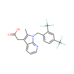 Cc1c(CC(=O)O)c2cccnc2n1Cc1ccc(C(F)(F)F)cc1C(F)(F)F ZINC000117595435