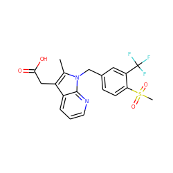 Cc1c(CC(=O)O)c2cccnc2n1Cc1ccc(S(C)(=O)=O)c(C(F)(F)F)c1 ZINC000035849155