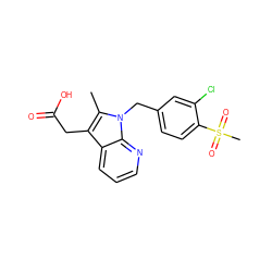 Cc1c(CC(=O)O)c2cccnc2n1Cc1ccc(S(C)(=O)=O)c(Cl)c1 ZINC000117590211