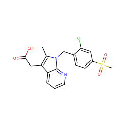 Cc1c(CC(=O)O)c2cccnc2n1Cc1ccc(S(C)(=O)=O)cc1Cl ZINC000035943016