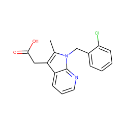 Cc1c(CC(=O)O)c2cccnc2n1Cc1ccccc1Cl ZINC000096285992