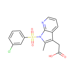 Cc1c(CC(=O)O)c2cccnc2n1S(=O)(=O)c1cccc(Cl)c1 ZINC000043119926