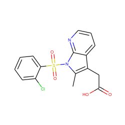 Cc1c(CC(=O)O)c2cccnc2n1S(=O)(=O)c1ccccc1Cl ZINC000038249026