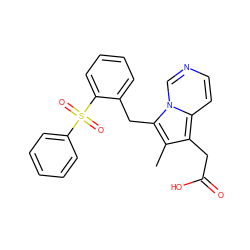 Cc1c(CC(=O)O)c2ccncn2c1Cc1ccccc1S(=O)(=O)c1ccccc1 ZINC000653737516