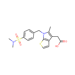 Cc1c(CC(=O)O)c2ccsc2n1Cc1ccc(S(=O)(=O)N(C)C)cc1 ZINC000066078602