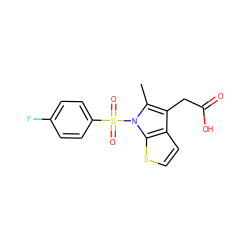 Cc1c(CC(=O)O)c2ccsc2n1S(=O)(=O)c1ccc(F)cc1 ZINC000066098450