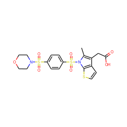 Cc1c(CC(=O)O)c2ccsc2n1S(=O)(=O)c1ccc(S(=O)(=O)N2CCOCC2)cc1 ZINC000066078598