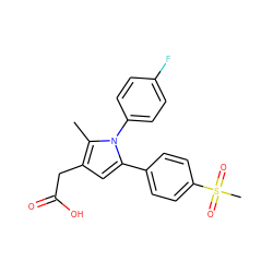 Cc1c(CC(=O)O)cc(-c2ccc(S(C)(=O)=O)cc2)n1-c1ccc(F)cc1 ZINC000073240734