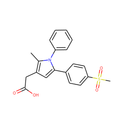 Cc1c(CC(=O)O)cc(-c2ccc(S(C)(=O)=O)cc2)n1-c1ccccc1 ZINC000013643745