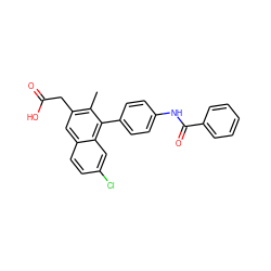 Cc1c(CC(=O)O)cc2ccc(Cl)cc2c1-c1ccc(NC(=O)c2ccccc2)cc1 ZINC000205731478