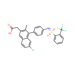 Cc1c(CC(=O)O)cc2ccc(Cl)cc2c1-c1ccc(NS(=O)(=O)c2ccccc2C(F)(F)F)cc1 ZINC000205730397