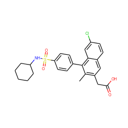 Cc1c(CC(=O)O)cc2ccc(Cl)cc2c1-c1ccc(S(=O)(=O)NC2CCCCC2)cc1 ZINC000205724086