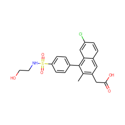 Cc1c(CC(=O)O)cc2ccc(Cl)cc2c1-c1ccc(S(=O)(=O)NCCO)cc1 ZINC000205729162