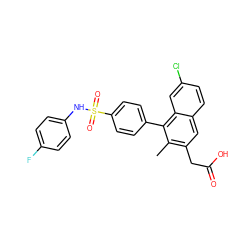 Cc1c(CC(=O)O)cc2ccc(Cl)cc2c1-c1ccc(S(=O)(=O)Nc2ccc(F)cc2)cc1 ZINC000205722459