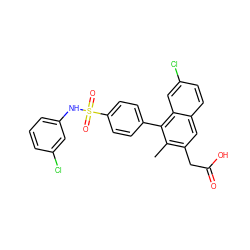 Cc1c(CC(=O)O)cc2ccc(Cl)cc2c1-c1ccc(S(=O)(=O)Nc2cccc(Cl)c2)cc1 ZINC000205725362