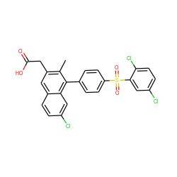 Cc1c(CC(=O)O)cc2ccc(Cl)cc2c1-c1ccc(S(=O)(=O)c2cc(Cl)ccc2Cl)cc1 ZINC000205724007