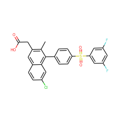 Cc1c(CC(=O)O)cc2ccc(Cl)cc2c1-c1ccc(S(=O)(=O)c2cc(F)cc(F)c2)cc1 ZINC000205722484