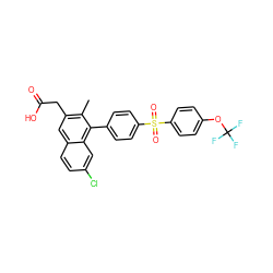 Cc1c(CC(=O)O)cc2ccc(Cl)cc2c1-c1ccc(S(=O)(=O)c2ccc(OC(F)(F)F)cc2)cc1 ZINC000205724058