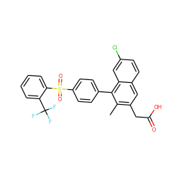 Cc1c(CC(=O)O)cc2ccc(Cl)cc2c1-c1ccc(S(=O)(=O)c2ccccc2C(F)(F)F)cc1 ZINC000205739997