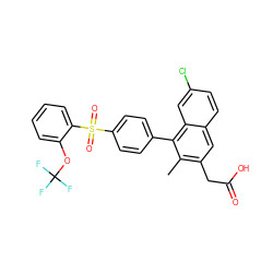 Cc1c(CC(=O)O)cc2ccc(Cl)cc2c1-c1ccc(S(=O)(=O)c2ccccc2OC(F)(F)F)cc1 ZINC000205739972