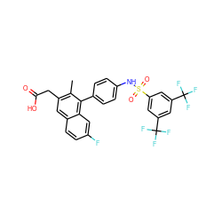 Cc1c(CC(=O)O)cc2ccc(F)cc2c1-c1ccc(NS(=O)(=O)c2cc(C(F)(F)F)cc(C(F)(F)F)c2)cc1 ZINC000205730348