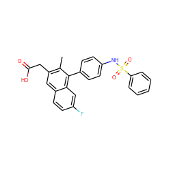 Cc1c(CC(=O)O)cc2ccc(F)cc2c1-c1ccc(NS(=O)(=O)c2ccccc2)cc1 ZINC000205730370