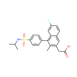 Cc1c(CC(=O)O)cc2ccc(F)cc2c1-c1ccc(S(=O)(=O)NC(C)C)cc1 ZINC000205730320