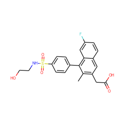 Cc1c(CC(=O)O)cc2ccc(F)cc2c1-c1ccc(S(=O)(=O)NCCO)cc1 ZINC000205731406