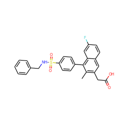 Cc1c(CC(=O)O)cc2ccc(F)cc2c1-c1ccc(S(=O)(=O)NCc2ccccc2)cc1 ZINC000205729218