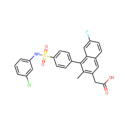 Cc1c(CC(=O)O)cc2ccc(F)cc2c1-c1ccc(S(=O)(=O)Nc2cccc(Cl)c2)cc1 ZINC000205728139