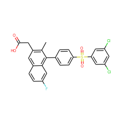 Cc1c(CC(=O)O)cc2ccc(F)cc2c1-c1ccc(S(=O)(=O)c2cc(Cl)cc(Cl)c2)cc1 ZINC000205720008